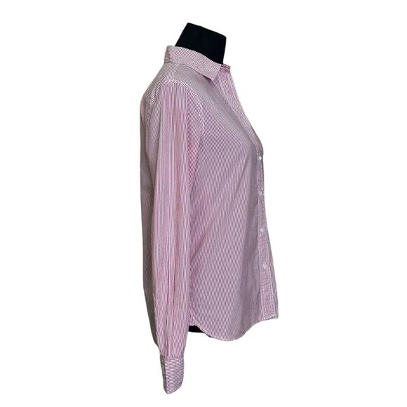 Lands' End red white striped long sleeves button shirt size XS - Picture 11 of 12